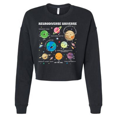 Neurodiverse Universe Planet Autism Awareness Support Squad Cropped Pullover Crew