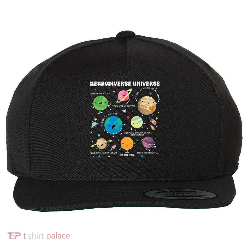 Neurodiverse Universe Planet Autism Awareness Support Squad Wool Snapback Cap