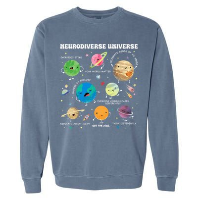 Neurodiverse Universe Planet Autism Awareness Support Squad Garment-Dyed Sweatshirt