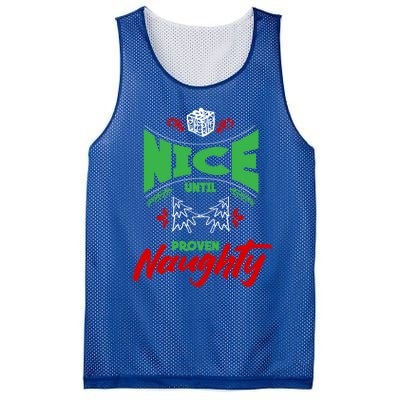 Nice Until Proven Naughty Great Gift Merry Christmas Funny Xmas Gift Mesh Reversible Basketball Jersey Tank