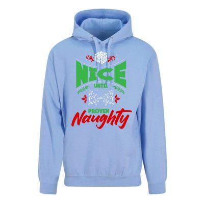 Nice Until Proven Naughty Great Gift Merry Christmas Funny Xmas Gift Unisex Surf Hoodie