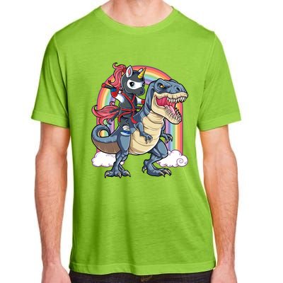 Ninja Unicorn Riding Dinosaur T Rex Funny Rainbow Gift Adult ChromaSoft Performance T-Shirt