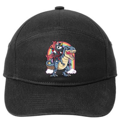 Ninja Unicorn Riding Dinosaur T Rex Funny Rainbow Gift 7-Panel Snapback Hat