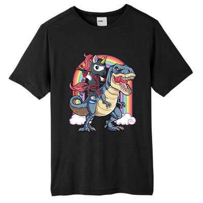 Ninja Unicorn Riding Dinosaur T Rex Funny Rainbow Gift Tall Fusion ChromaSoft Performance T-Shirt