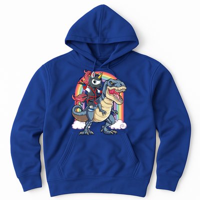 Ninja Unicorn Riding Dinosaur T Rex Funny Rainbow Gift Hoodie