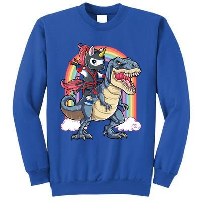 Ninja Unicorn Riding Dinosaur T Rex Funny Rainbow Gift Sweatshirt