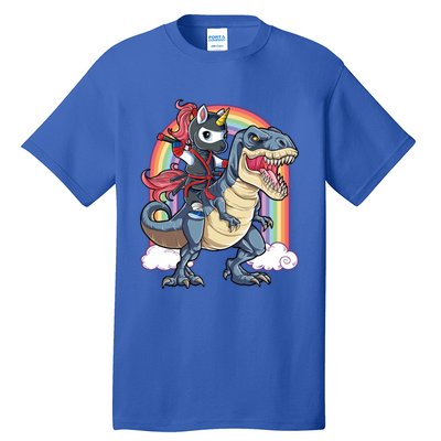 Ninja Unicorn Riding Dinosaur T Rex Funny Rainbow Gift Tall T-Shirt