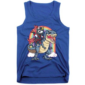 Ninja Unicorn Riding Dinosaur T Rex Funny Rainbow Gift Tank Top