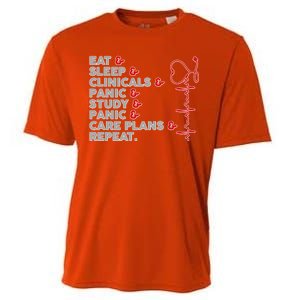 Nurse Eat Sleep Panic Clinicals Repeat Cooling Performance Crew T-Shirt