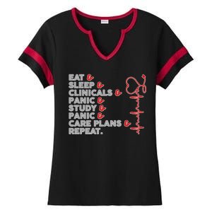 Nurse Eat Sleep Panic Clinicals Repeat Ladies Halftime Notch Neck Tee