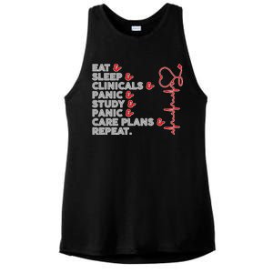 Nurse Eat Sleep Panic Clinicals Repeat Ladies PosiCharge Tri-Blend Wicking Tank