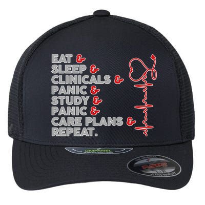 Nurse Eat Sleep Panic Clinicals Repeat Flexfit Unipanel Trucker Cap