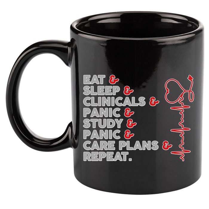 Nurse Eat Sleep Panic Clinicals Repeat 11oz C Handle Ceramic Mug