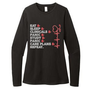 Nurse Eat Sleep Panic Clinicals Repeat Womens CVC Long Sleeve Shirt