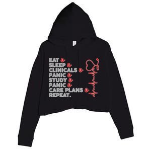 Nurse Eat Sleep Panic Clinicals Repeat Crop Fleece Hoodie