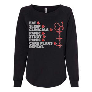 Nurse Eat Sleep Panic Clinicals Repeat Womens California Wash Sweatshirt