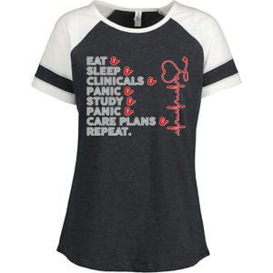 Nurse Eat Sleep Panic Clinicals Repeat Enza Ladies Jersey Colorblock Tee