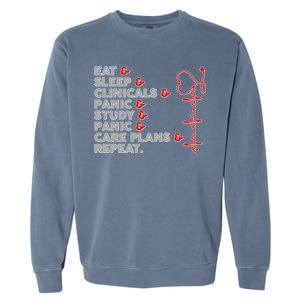 Nurse Eat Sleep Panic Clinicals Repeat Garment-Dyed Sweatshirt