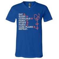 Nurse Eat Sleep Panic Clinicals Repeat V-Neck T-Shirt