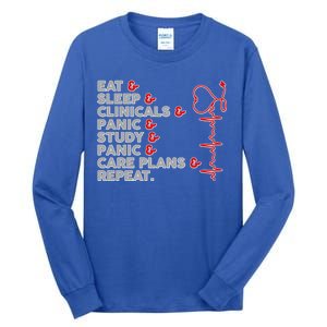 Nurse Eat Sleep Panic Clinicals Repeat Tall Long Sleeve T-Shirt