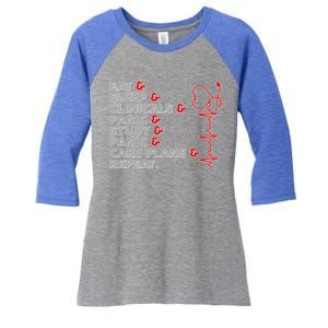 Nurse Eat Sleep Panic Clinicals Repeat Women's Tri-Blend 3/4-Sleeve Raglan Shirt