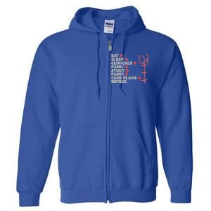 Nurse Eat Sleep Panic Clinicals Repeat Full Zip Hoodie