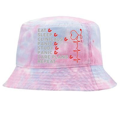 Nurse Eat Sleep Panic Clinicals Repeat Tie-Dyed Bucket Hat