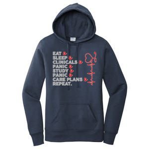 Nurse Eat Sleep Panic Clinicals Repeat Women's Pullover Hoodie