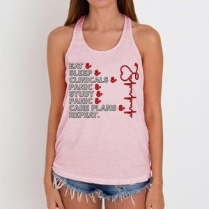 Nurse Eat Sleep Panic Clinicals Repeat Women's Knotted Racerback Tank