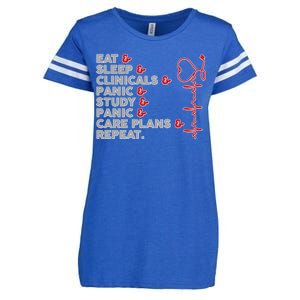 Nurse Eat Sleep Panic Clinicals Repeat Enza Ladies Jersey Football T-Shirt