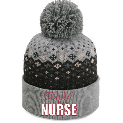 Nurse Heartbeat Logo The Baniff Cuffed Pom Beanie