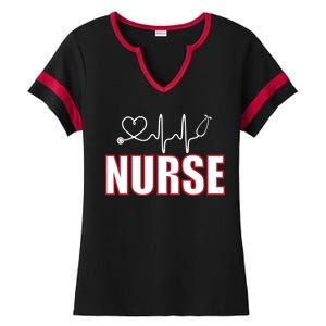 Nurse Heartbeat Logo Ladies Halftime Notch Neck Tee