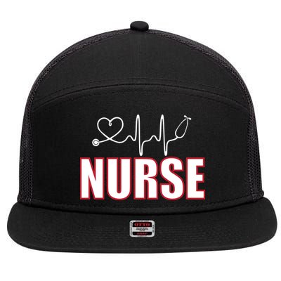 Nurse Heartbeat Logo 7 Panel Mesh Trucker Snapback Hat