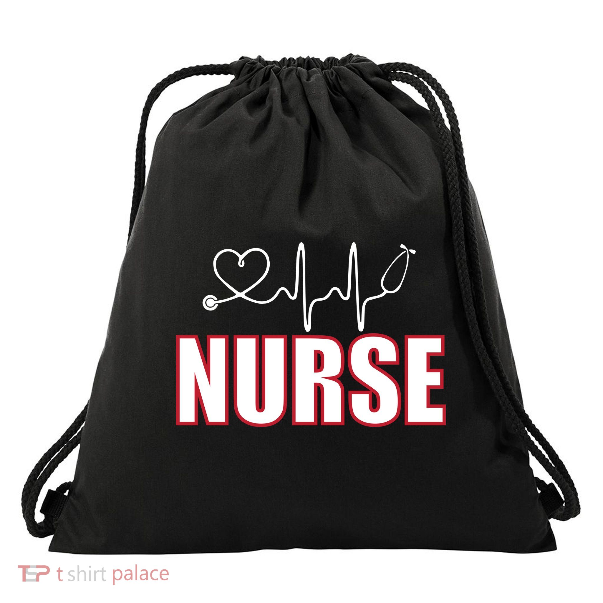 Nurse Heartbeat Logo Drawstring Bag