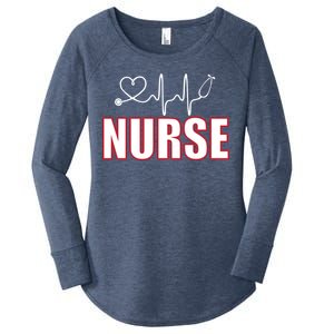 Nurse Heartbeat Logo Women's Perfect Tri Tunic Long Sleeve Shirt