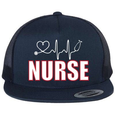 Nurse Heartbeat Logo Flat Bill Trucker Hat