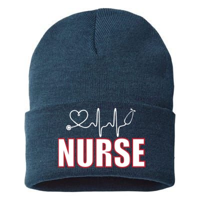 Nurse Heartbeat Logo Sustainable Knit Beanie