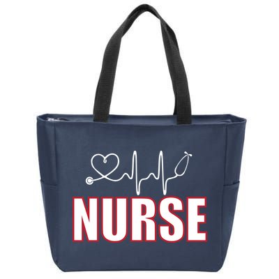 Nurse Heartbeat Logo Zip Tote Bag