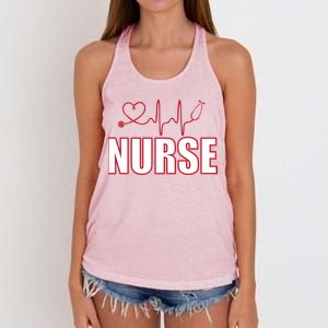 Nurse Heartbeat Logo Women's Knotted Racerback Tank