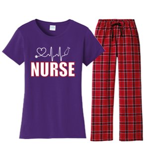 Nurse Heartbeat Logo Women's Flannel Pajama Set