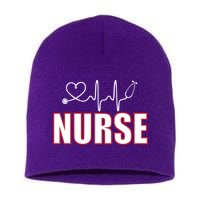 Nurse Heartbeat Logo Short Acrylic Beanie