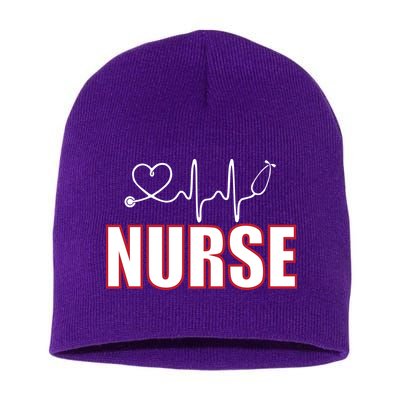 Nurse Heartbeat Logo Short Acrylic Beanie