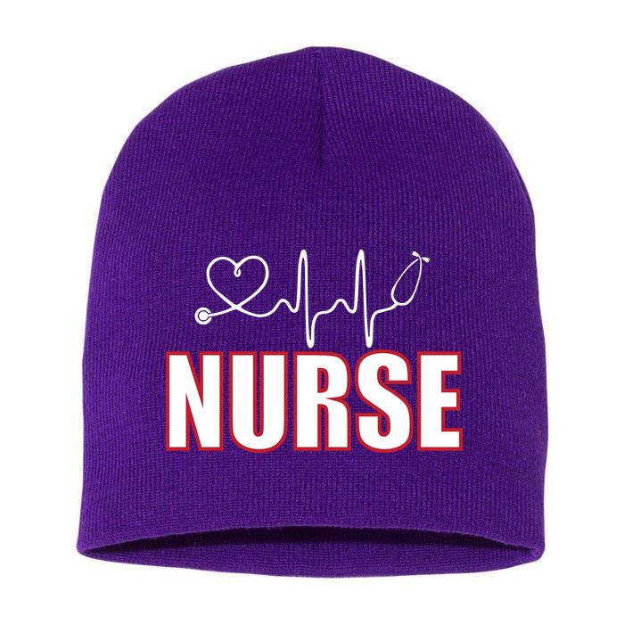 Nurse Heartbeat Logo Short Acrylic Beanie