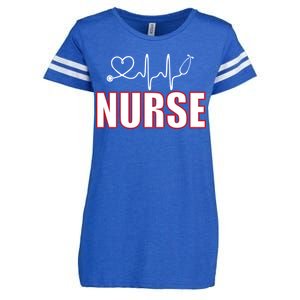 Nurse Heartbeat Logo Enza Ladies Jersey Football T-Shirt