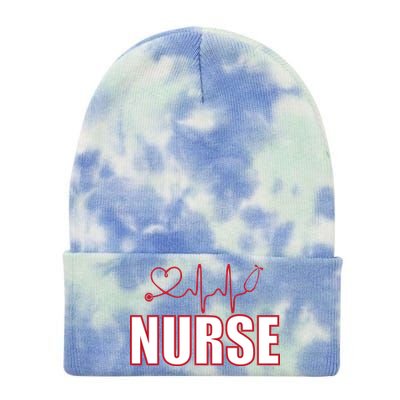 Nurse Heartbeat Logo Tie Dye 12in Knit Beanie