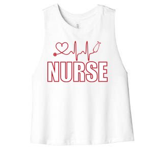 Nurse Heartbeat Logo Women's Racerback Cropped Tank