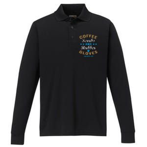 Nurse Life Coffee Scrubs and Rubber Gloves Performance Long Sleeve Polo