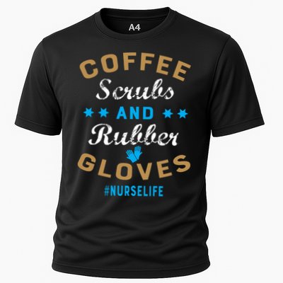 Nurse Life Coffee Scrubs and Rubber Gloves Performance Shirt