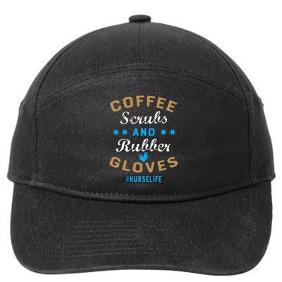 Nurse Life Coffee Scrubs and Rubber Gloves 7-Panel Snapback Hat