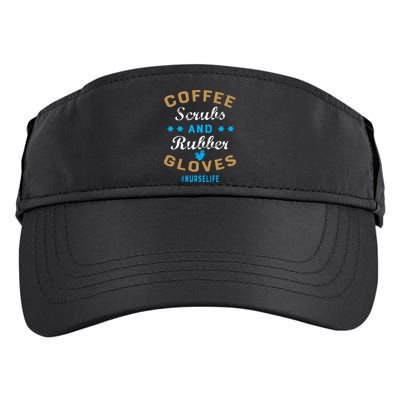 Nurse Life Coffee Scrubs and Rubber Gloves Adult Drive Performance Visor